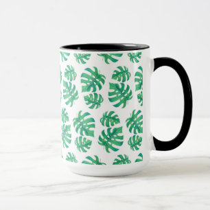 Taza Patrón tropical con hojas de monstera