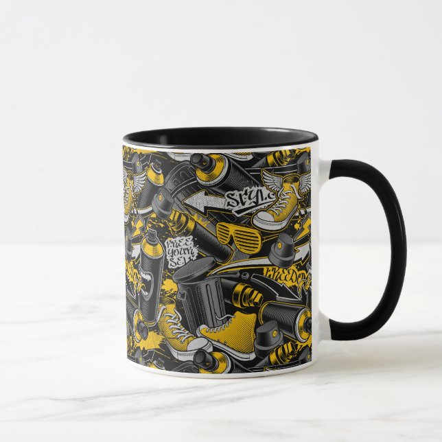 Taza Patrón urbano del graffiti retro (Derecha)