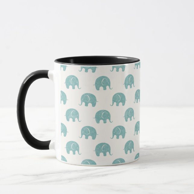 Taza Patrón Verde azulado de elefante corto (Izquierda)