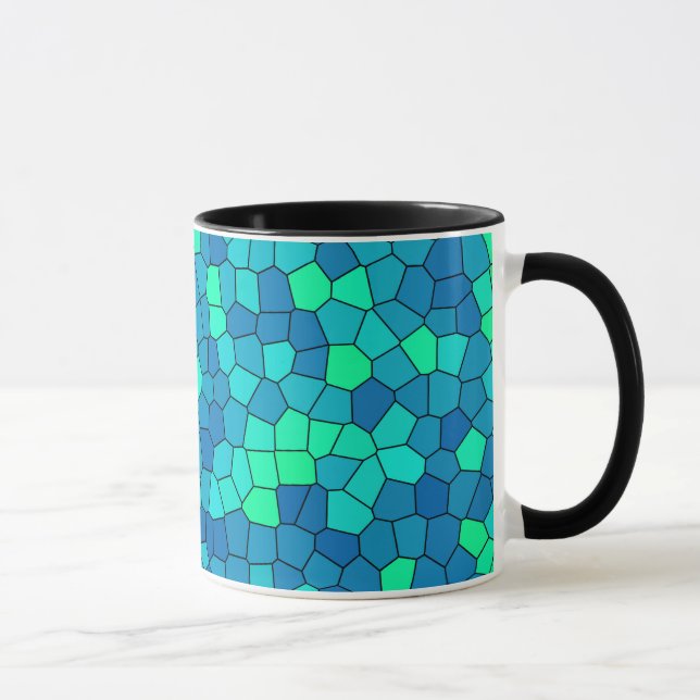Taza Patrón verde azulado de vidrio azul cian verde (Derecha)