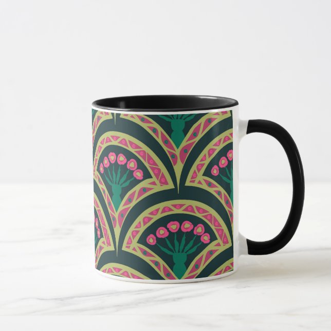 Taza patrón verde en forma de concha (Derecha)