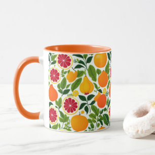 Taza Patrón vibrante de cítricos, peras y hojas