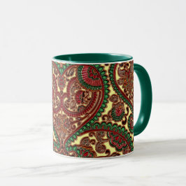 Taza Patrón victoriano paisley boho joyas rojo verde