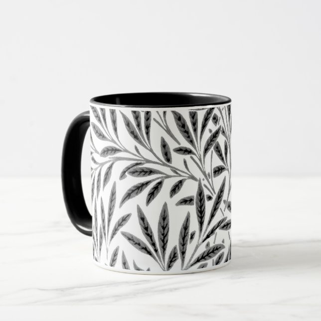 Taza Patrón William Morris Willow, gris, negro y blanco (Anverso izquierdo)