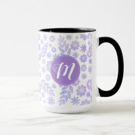 Taza Patrón y monograma floral dibujado a mano de lavan
