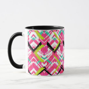 Taza Patrón Zig Zag Rosa Dibujado A Mano