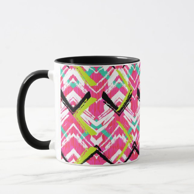 Taza Patrón Zig Zag Rosa Dibujado A Mano (Izquierda)