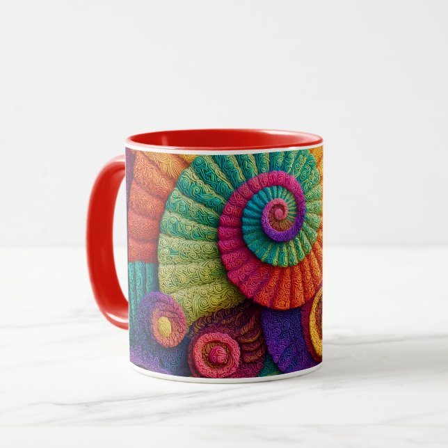 Taza Patrones abstractos en espiral vibrantes (Anverso izquierdo)