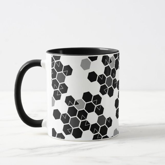 Taza Patrones de datos hexadecimales blancos y negros l (Izquierda)