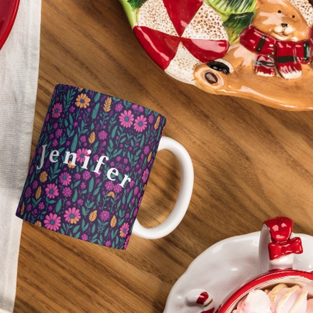 Taza Patrones de flores y árboles de café sin mar (Subido por el creador)