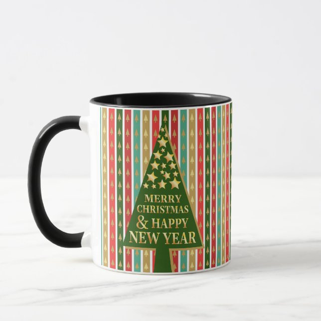 Taza Patrones de navidades - Diseño de árboles elegante (Izquierda)