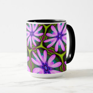 Taza Patrones margueritas púrpura