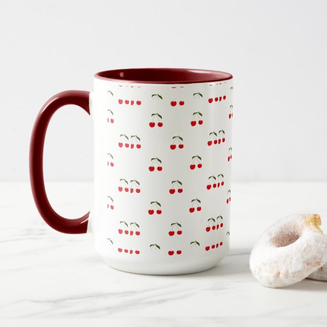Taza Patrones rusos modernos de cerezas (Con donut)
