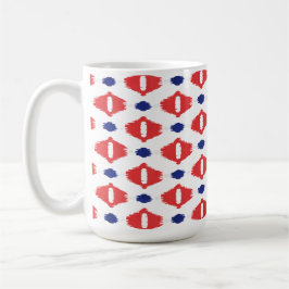 Taza patrones tribales de ikat blanco azul moda