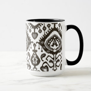 Taza Patrones tribales de ikat blanco y negro neutros