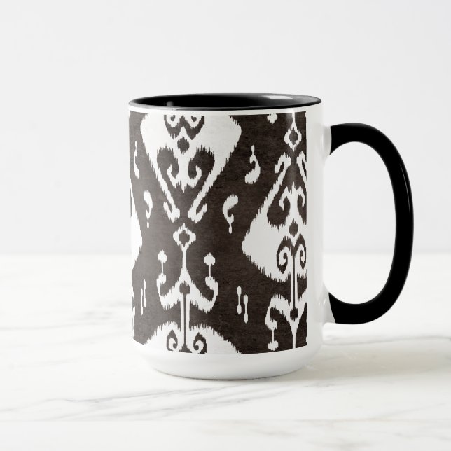 Taza Patrones tribales de ikat blancos y negros (Derecha)