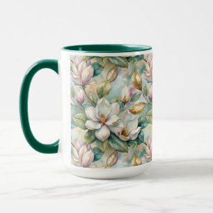 Taza Pattern Elegant Magnolia Flowers