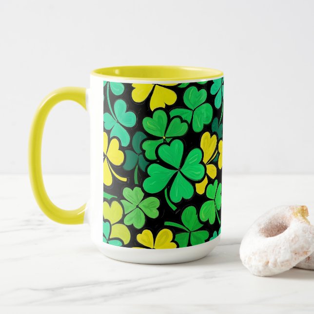 Taza Pattern St. Patrick's Day Clovers (Con donut)