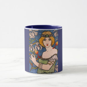 Taza Paul Berthon - Dama con orquídeas