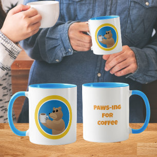 Taza Pausar por Café Oso Lindo Café Mañana Juego de Pal