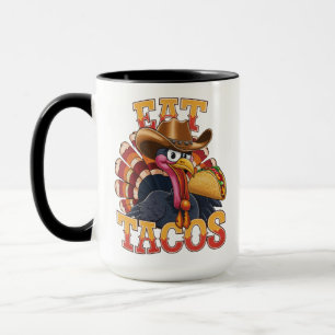 Taza Pavo de Acción de Gracias Come Tacos Mexicano Div