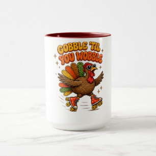 Taza Pavo de patinaje sobre ruedas Gobble Wobble Día de