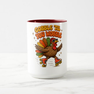 Taza Pavo de patinaje sobre ruedas Gobble Wobble Día de
