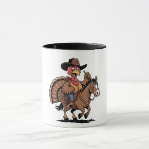 Taza Pavo montando a caballo vaquero pavo día de acción