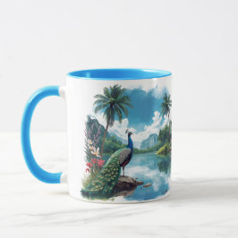 Taza Pavo real de bonito en un paraíso tropical