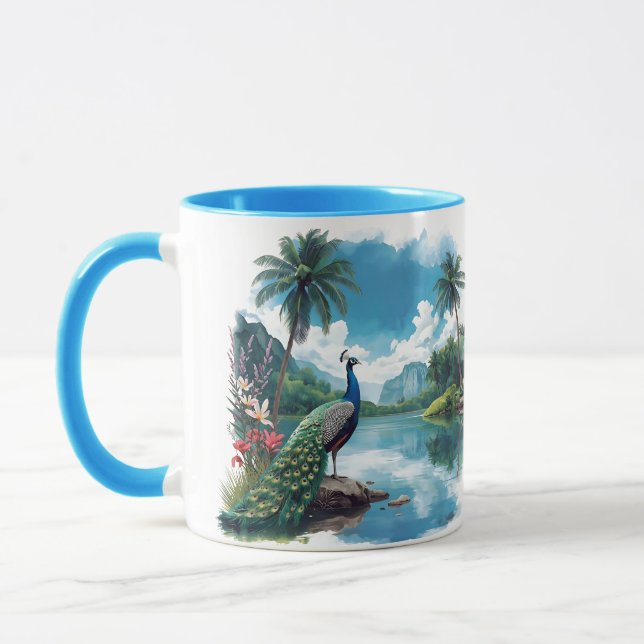 Taza Pavo real de bonito en un paraíso tropical (Izquierda)