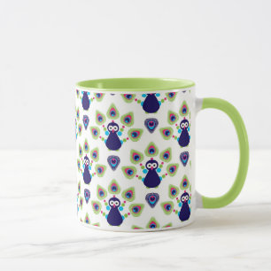 Taza pavo real exótico retro de la India