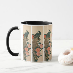 Taza Pavo real y peonías de Hiroshige, Arte japonés