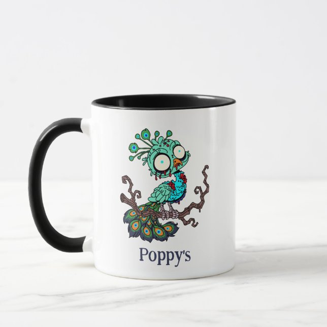 Taza Pavo real zombie personalizado (Izquierda)