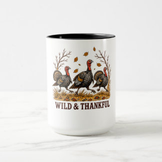Taza Pavos Salvajes y Agradecidos Diseño de Acción de G
