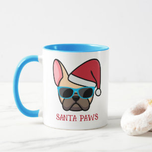 Taza Paw de Santa francés cervatillo divertido Navidad