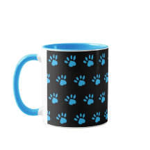 Paw Print Mug (negro y azul)