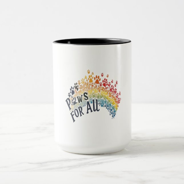 Taza Paws for All – Rainbow Paw Print Unity  (Centro)