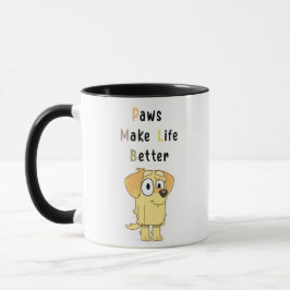 Taza Paws Make Life Better Mug – Cute Dog Illustration