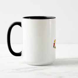 Taza payaso alegre conduce un auto amarillo llamativo
