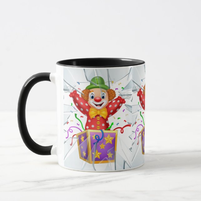 Taza payaso bajo la ventana rota (Izquierda)