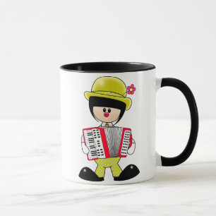 Taza Payaso femenino lindo con Accordian