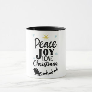 Taza Paz Alegría Amor Navidad   Trineo moderno de Santa