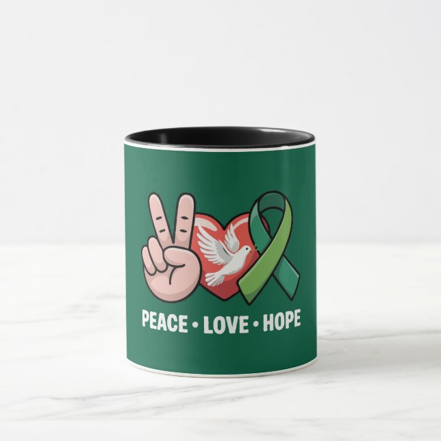 Taza Paz Amor Esperanza - Cinta Verde de Concientizació (Centro)