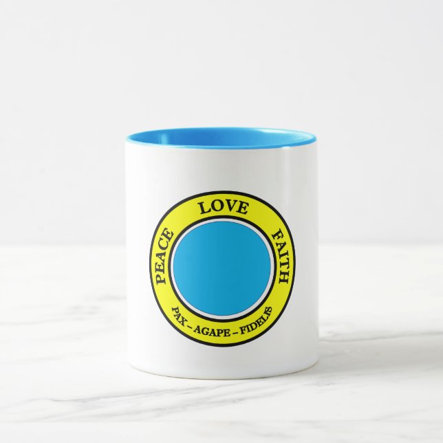 Taza Paz, amor, Faith Mug (Centro)