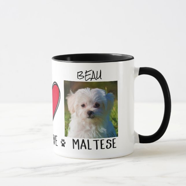 Taza Paz Amor Perro Maltés Amantes Mug (Derecha)