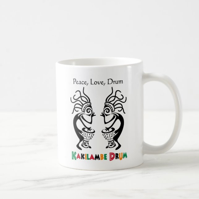 Taza - paz, amor, tambor - registro del tambor de (Derecha)