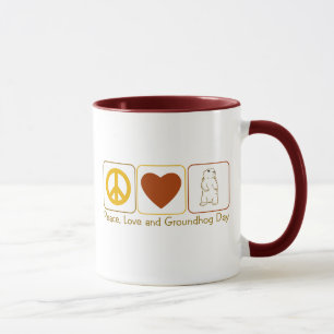 Taza Paz, amor y día de la marmota