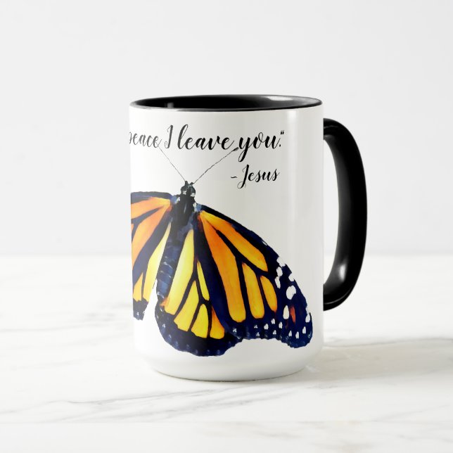 Taza Paz de la mariposa monarca de Jesús (Anverso derecho)