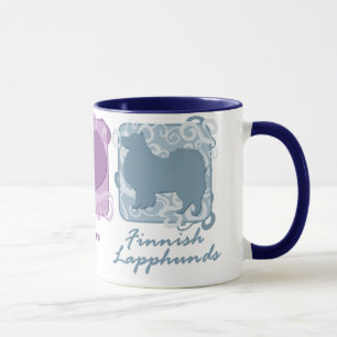 Taza Paz en colores pastel, amor, y Lapphunds finlandé