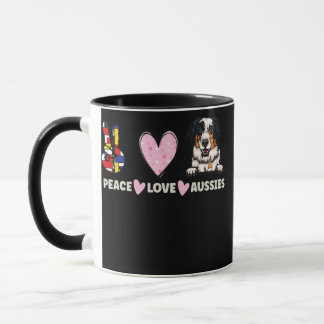 Taza Peace Love Aussisies Dog Aussie Shepherd Lover